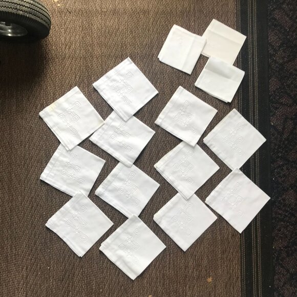 VTG White Cotton Tea Towel Lot #15 Intricate Embroidery 12 X12 Farmhouse Cottage - Picture 8 of 10